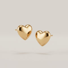 18K Gold Heart Earrings Stainless Steel