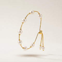 Gold Plated Pearl Chain Bracelet – Classic Everyday Elegance