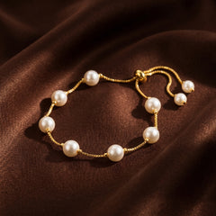 Gold Plated Pearl Chain Bracelet – Classic Everyday Elegance