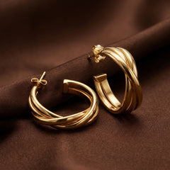 Gold Irregular Butterfly Knot Earrings with S925 Silver Needle Hooks