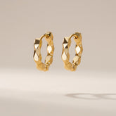 18K Gold Wavy Stainless Steel Hoop Earrings