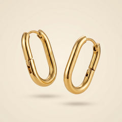 Gold U-Shaped Stainless Steel Earrings 14K Plated