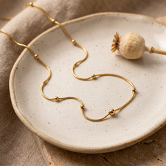 18K Gold Round Snake Bead Chain Necklace Stainless Steel
