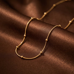 18K Gold Round Snake Bead Chain Necklace Stainless Steel