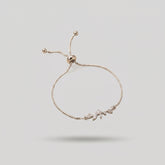 Silver Adjustable Leaf Bracelet with Copper Plating and Zircon