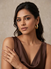Gold C-Shape Hoop Earrings – 18K Ion-Plated Stainless Steel