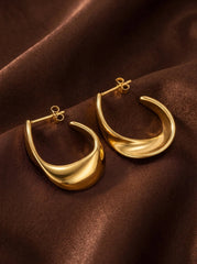 Gold C-Shape Hoop Earrings – 18K Ion-Plated Stainless Steel
