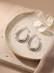 Geometric Oval Hoop Earrings – 316L Stainless Steel PVD