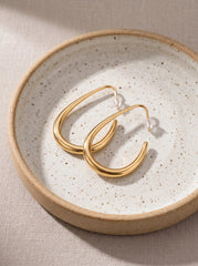 Geometric Oval Hoop Earrings – 316L Stainless Steel PVD
