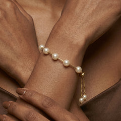 Gold Plated Pearl Chain Bracelet – Classic Everyday Elegance
