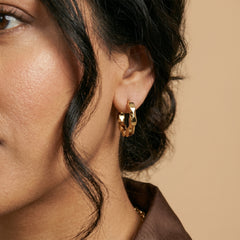 18K Gold Wavy Stainless Steel Hoop Earrings