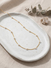 Gold Pearl Clavicle Necklace