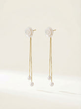 S925 Silver Needle Pearl Drop Earrings with Floral Butterfly Knot