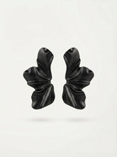 Matte Black Alloy Petal Statement Earrings