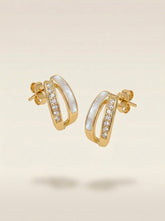 S925 Silver Gold-Plated Oval Pearl Stud Earrings