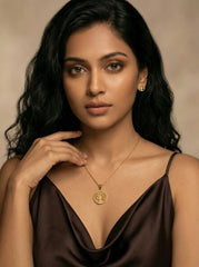 Gold Tree Motif Stainless Steel Necklace & Earrings Set