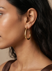 Geometric Oval Hoop Earrings – 316L Stainless Steel PVD