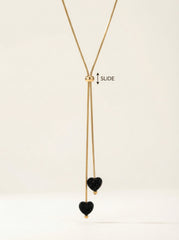 Gold Chain Black Heart Pendant Necklace