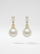 S925 Silver Needle Pearl Drop Earrings with Leaf & Butterfly Knot