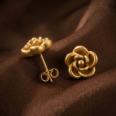 Gold Floral SUS316 Stainless Steel Stud Earrings