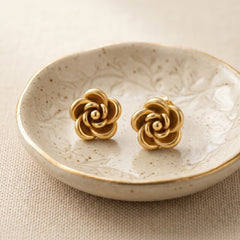 Gold Floral SUS316 Stainless Steel Stud Earrings