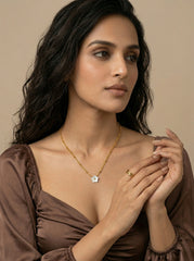 18K Gold Floral Pendant Necklace - White Flower, Stainless Steel