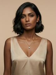 Gold Tone Stainless Steel Geometric Zirconia Necklace
