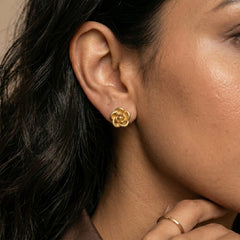 Gold Floral SUS316 Stainless Steel Stud Earrings