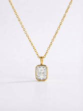 Gold Tone Stainless Steel Geometric Zirconia Necklace