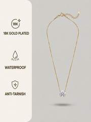 Gold 18K Plated Stainless Steel Single Diamond Pendant Necklace