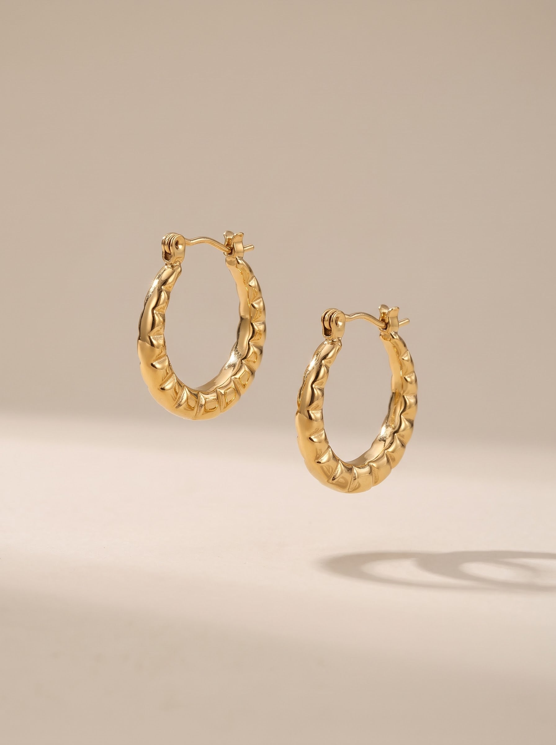 Gold Geometric Hoop Earrings – Waterproof Steel