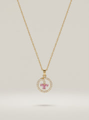 E-Shaped Floral Zircon Pendant Necklace – Gold-Plated Copper