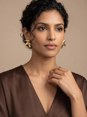 Gold Leaf Stainless Steel Stud Earrings – 18K Gold PVD Coated