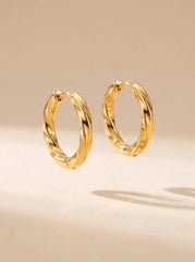 Chunky Oval Hoop Earrings - PVD Titanium Steel - Gold