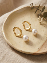 Silver Leaf & Pearl Earrings – S925 Sterling Butterfly Knot