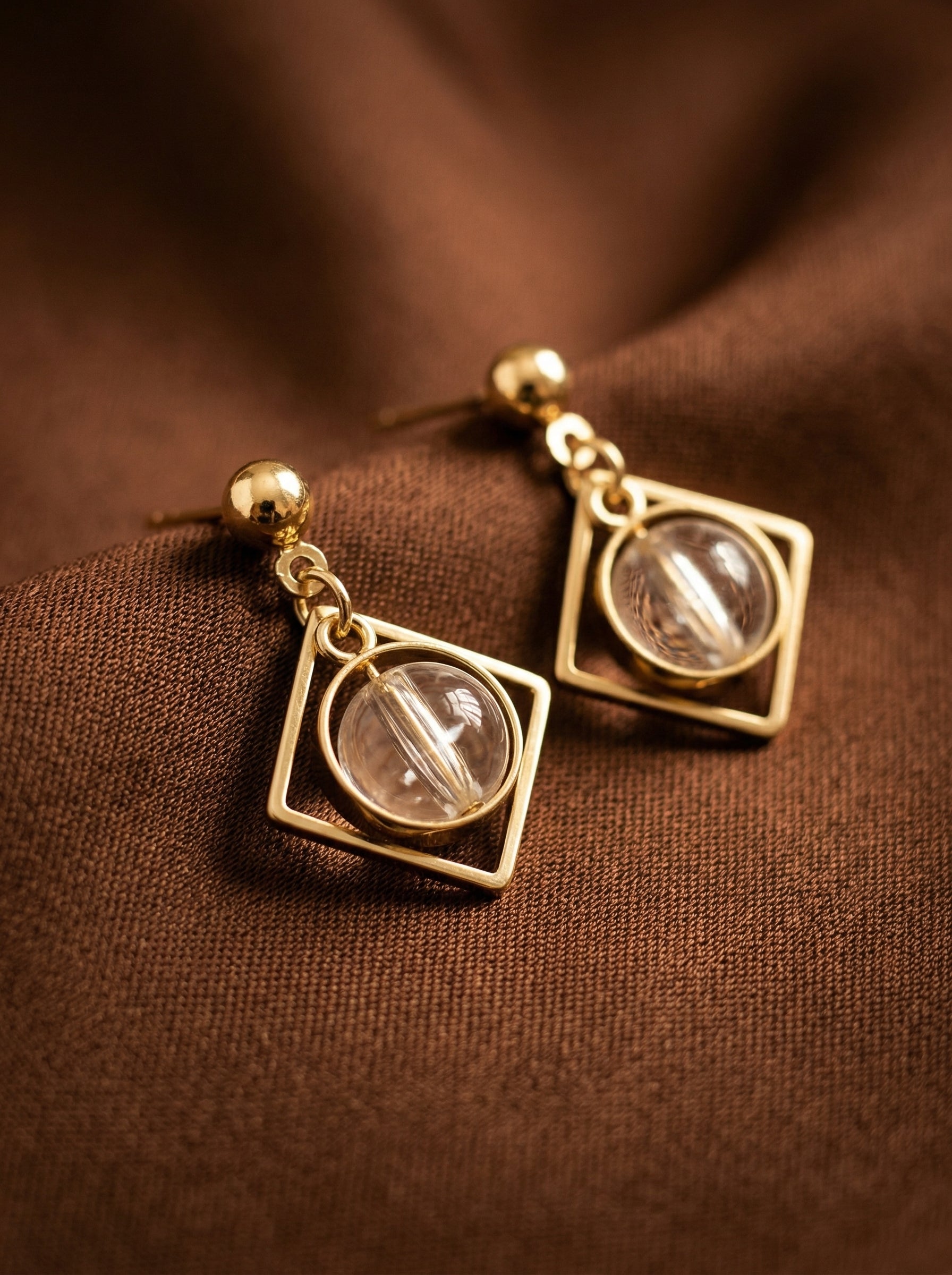 Gold-Tone Diamond Pearl Stud Earrings with S925 Silver Needles