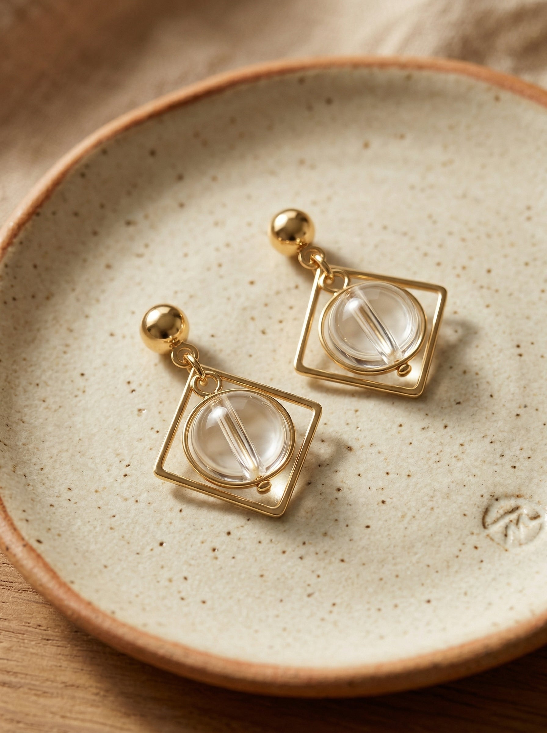 Gold-Tone Diamond Pearl Stud Earrings with S925 Silver Needles