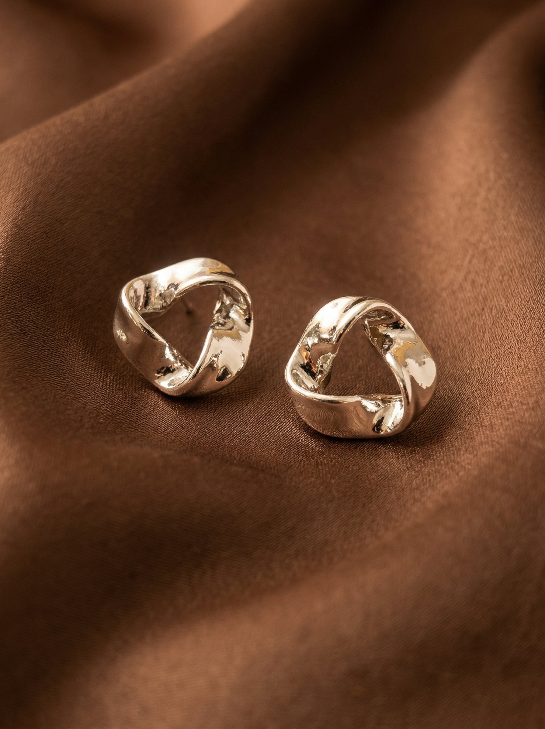 Silver Alloy Heart & Butterfly Bow Knot Stud Earrings