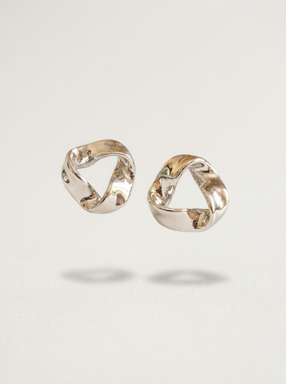 Silver Alloy Heart & Butterfly Bow Knot Stud Earrings