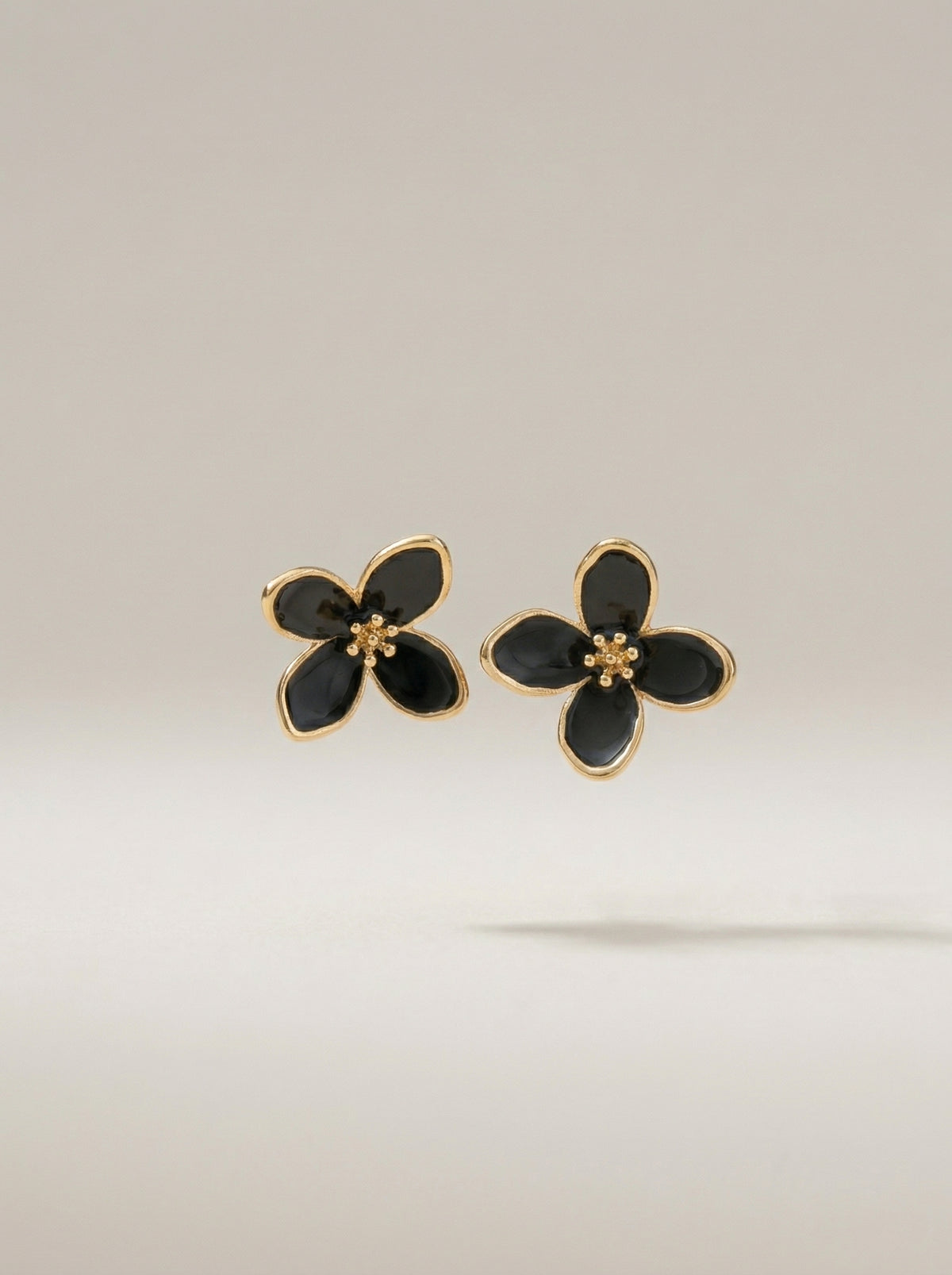 S925 Silver Leaf & Flower Stud Earrings with Gold Outline