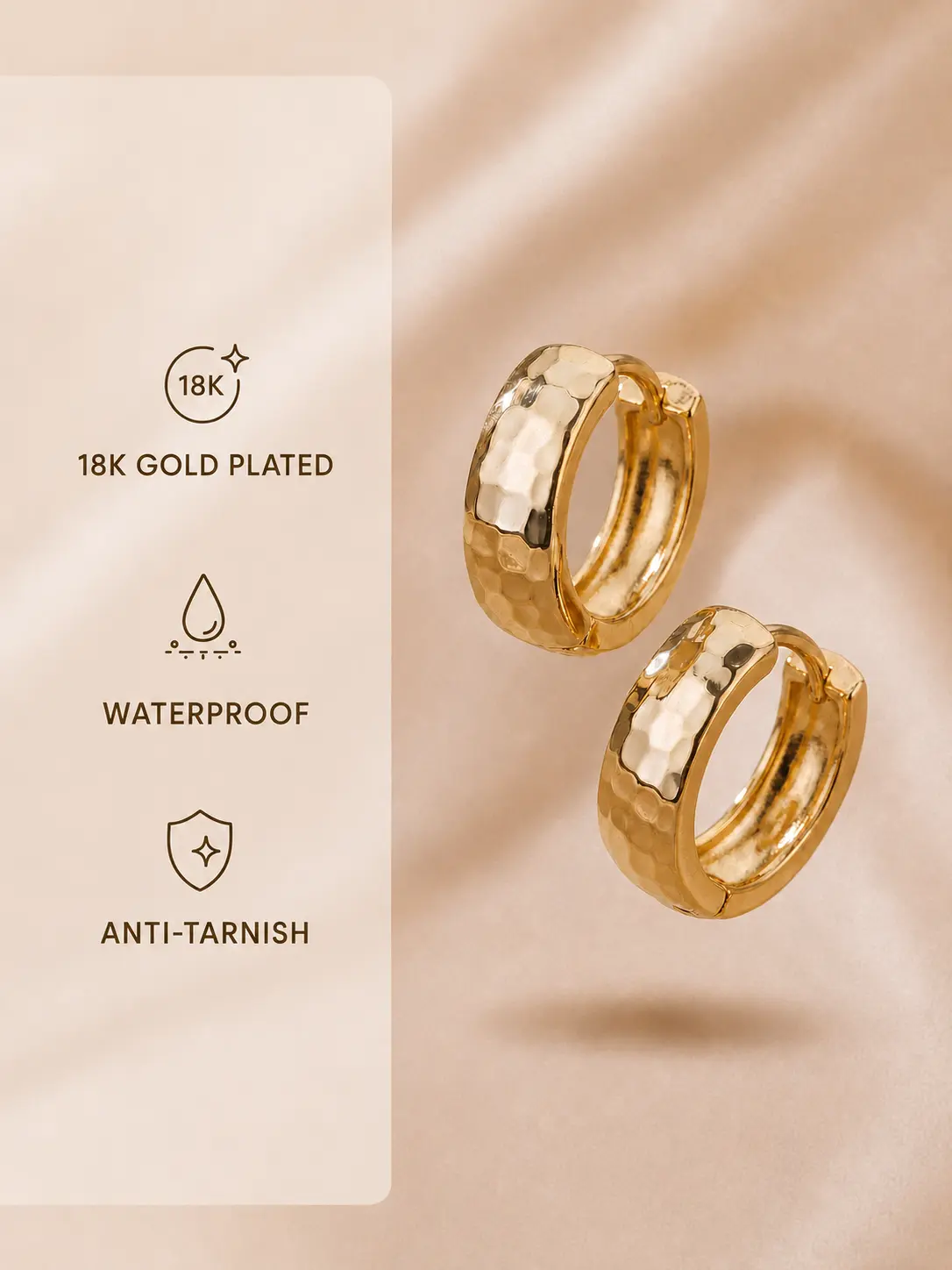 Gold Geometric 3D Hoop Earrings - 18K PVD Stainless Steel