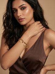 Gold Coin Disc Bracelet – Polished Stainless Steel Charms