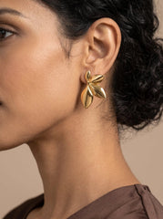 Gold Leaf Stainless Steel Stud Earrings – 18K Gold PVD Coated