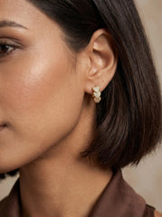 Gold Geometric Heart Hoop Earrings in Stainless Steel