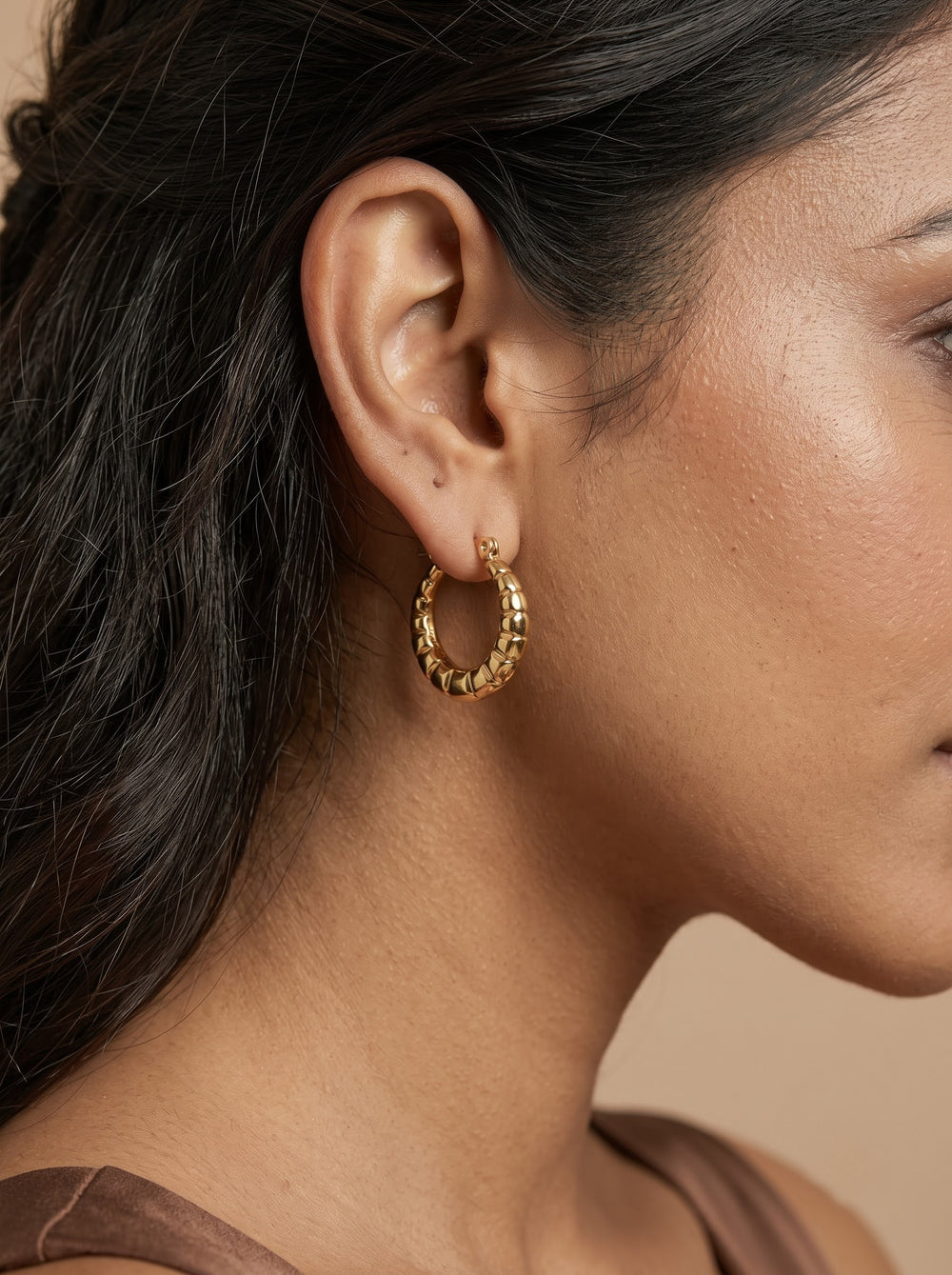 Gold Geometric Hoop Earrings – Waterproof Steel