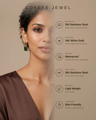 Green Zircon Drop Huggie Earrings – 18K Gold Emerald Tone