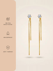 Gold Threader Drop Earrings with Cubic Zirconia – Minimalist