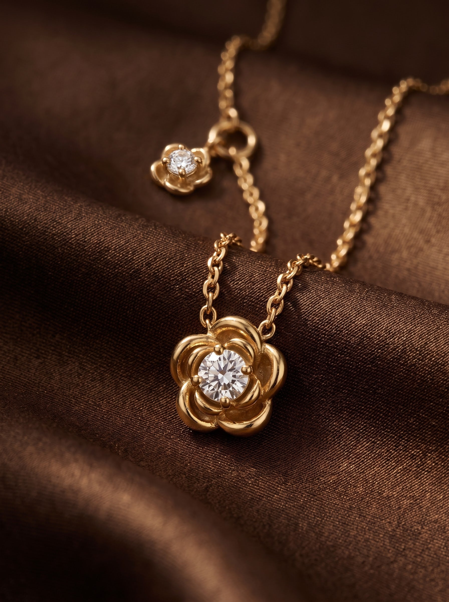 Gold Flower Pendant Necklace – Dainty Floral Charm