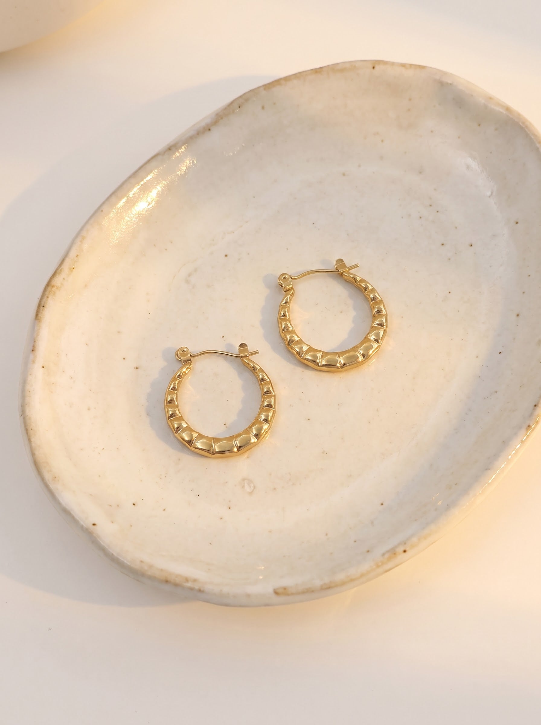Gold Geometric Hoop Earrings – Waterproof Steel