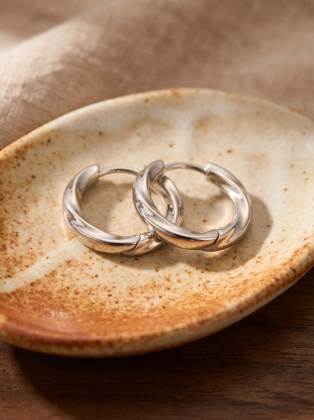 Chunky Oval Hoop Earrings - PVD Titanium Steel - Silver